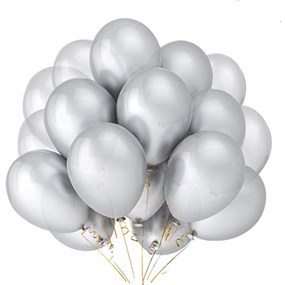 Gümüş Metalik Baskısız Lateks Balon - 10 Adet