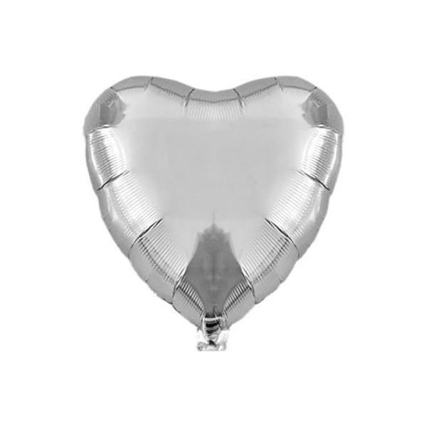 Kalp Folyo Gümüş Balon - 40 cm