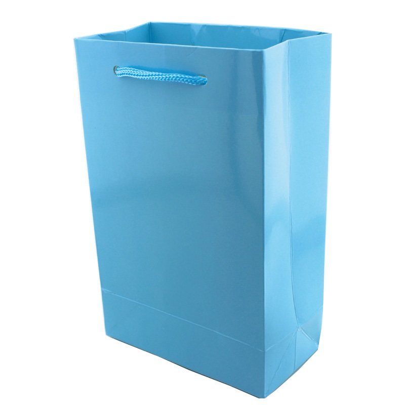Mavi Düz Renk Karton Hediyelik Şeker Çantası 11x17cm