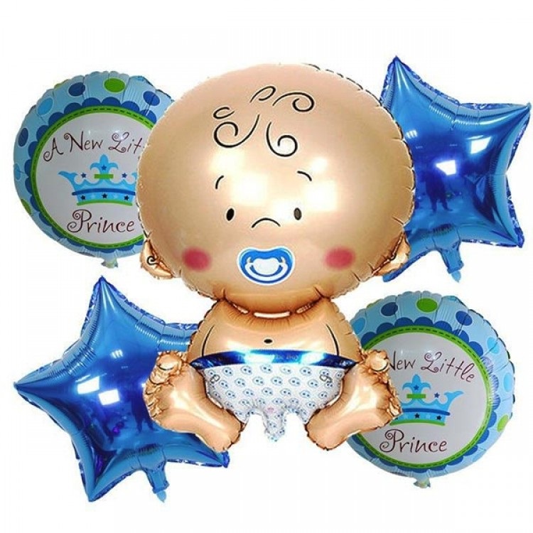 Mavi Erkek Bebek Temalı 5 li Folyo Balon Seti
