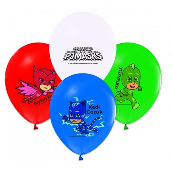 PJ Masks Pijamaskeliler  Baskılı Lateks Balon - 10 Adet