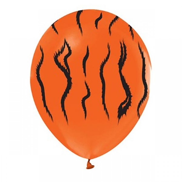 Safari Turuncu Kaplan Desenli Lateks Balon 10 Adet