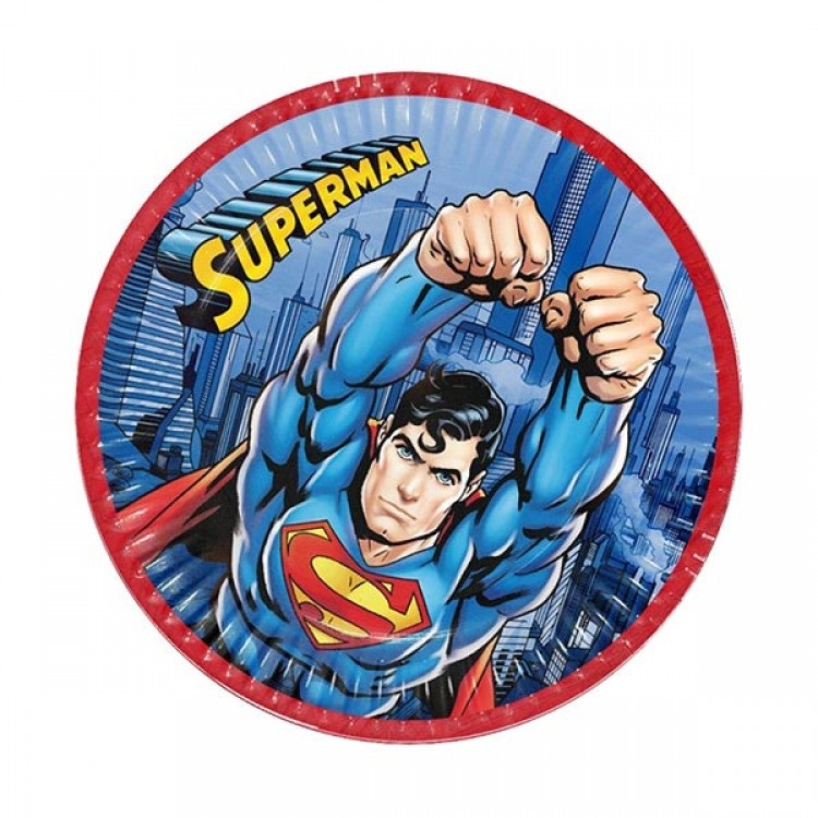 Superman Doğum Günü Temalı Lisanslı Tabak 8 Adet