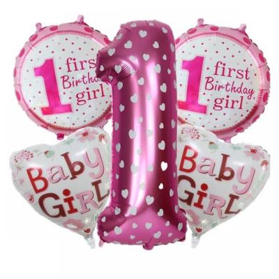 1 Yaş Doğum Günü Kız Folyo Balon Seti