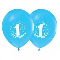 1 Yaş Erkek Doğum Günü Mavi Balon - 10 Adet