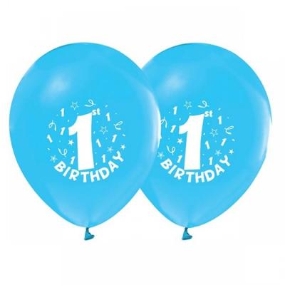 1 Yaş Erkek Doğum Günü Mavi Balon - 10 Adet