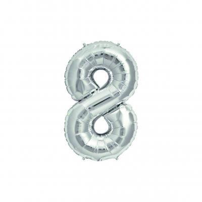 8 Rakam Gümüş Folyo Balon 40 cm