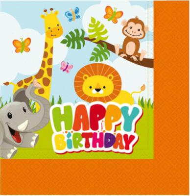 Safari Hayvanlar Happy Birthday Peçete