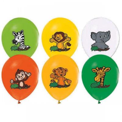 Safari Sevimli Hayvanlar Baskılı Balon - 10 Adet