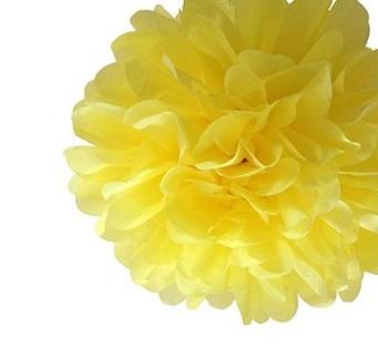 Sarı Renk Kağıt Ponpon Çiçek Asma Süs 35 cm