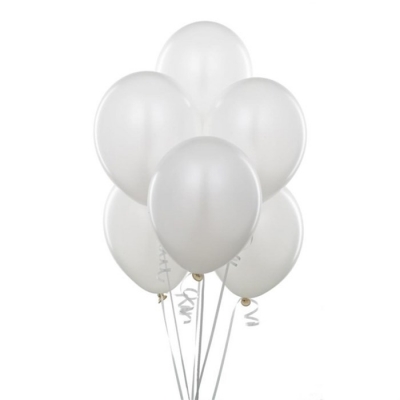 Beyaz Metalik Baskısız Lateks Balon - 10 Adet