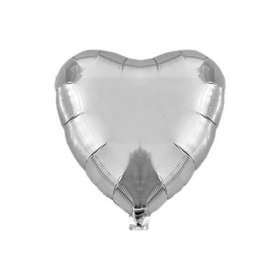 Kalp Folyo Gümüş Balon - 40 cm