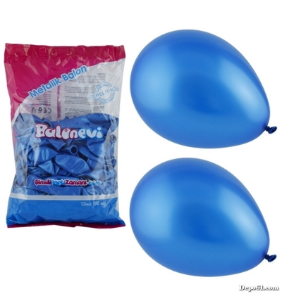 Mavi Metalik Sedefli Lateks Balon 100 Adet