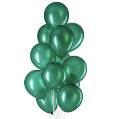 Koyu Yeşil Metalik Baskısız Lateks Balon - 10 Adet