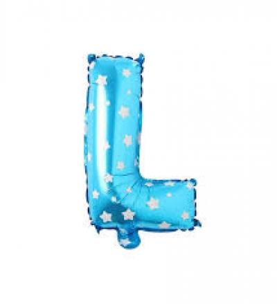 L Harf Mavi Yıldızlı Folyo Balon 60cm