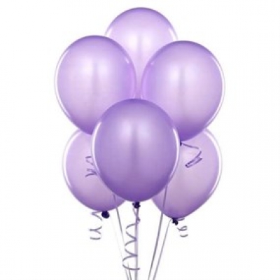 Lila Metalik Baskısız Lateks Balon - 10 Adet