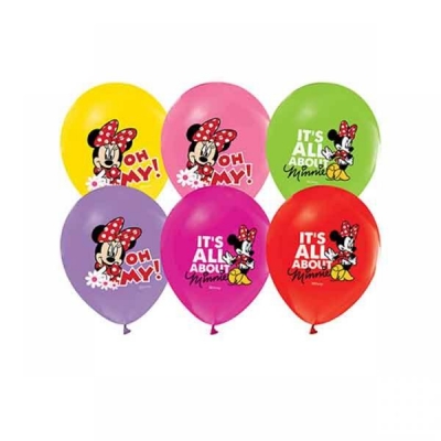 Minnie Mouse Temalı Baskılı Balon - 10 Adet