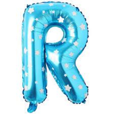 R Harf Mavi Yıldızlı Folyo Balon 60cm