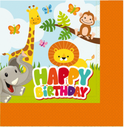Safari Hayvanlar Happy Birthday Peçete