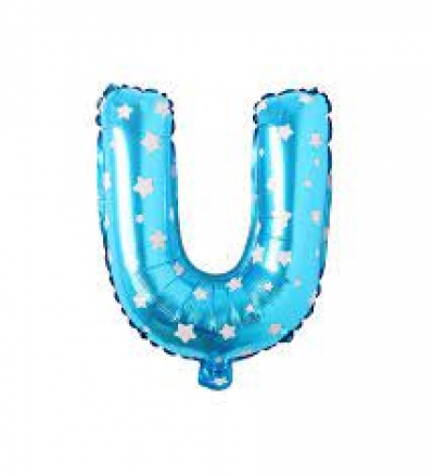 U Harf Mavi Yıldızlı Folyo Balon 60cm
