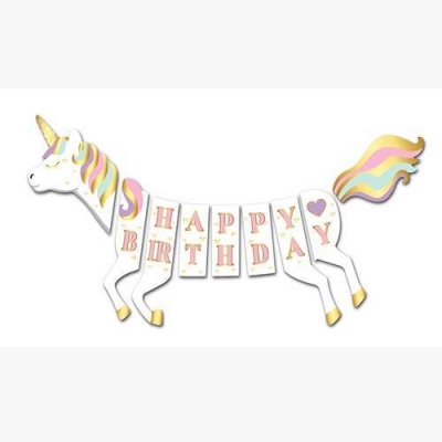 Unicorn Happy Birthday 3D Banner